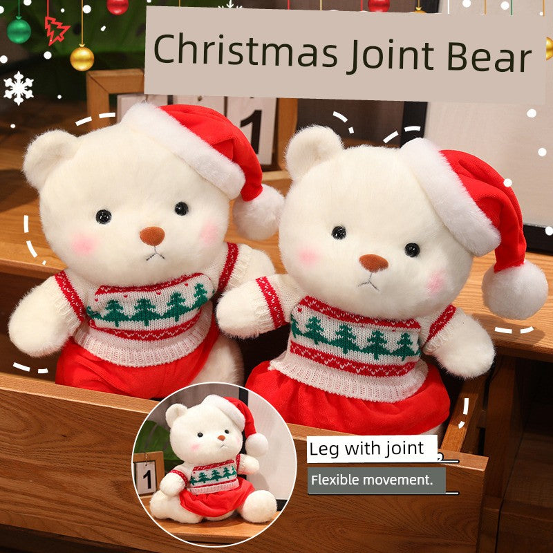 Girls' Christmas Gift Cute Practical Exquisite Movable Plush Doll Decorations Bear Doll Holiday Gift