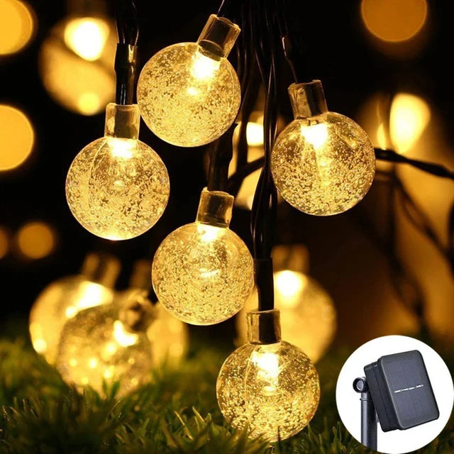 Solar Crystal Globe LED String Lights 60 LED 8 Lighting Modes IP65 Fairy Light Christmas Garland For Garden Party Decor 1pc/2pcs