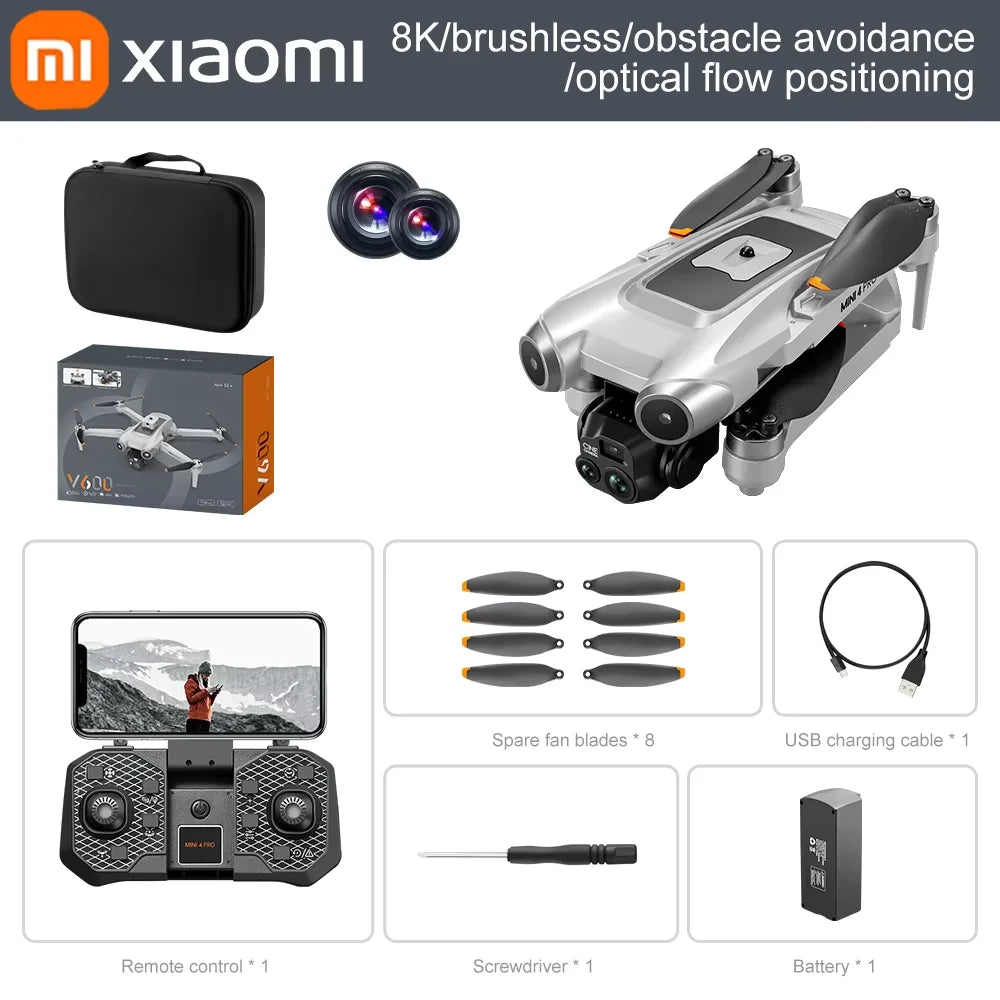 Xiaomi V600 Drone Mini Pro Max Professional HD Dual Cameras Optical Flow Positioning Avoidance WIFI FPV UAV GPS Quadcopter RC